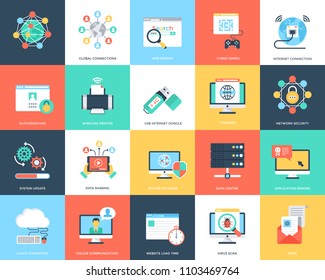 Iconos planos Seguridad Y Tecnología De Internet