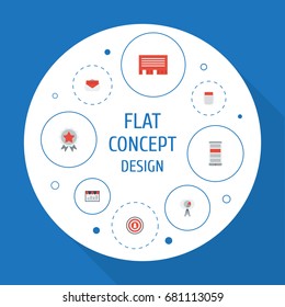Flat Icons Journal, Letter, Monitoring And Other Vector Elements. Set Of Marketing Flat Icons Symbols Also Includes Statistics, Audience, Chatting Objects.