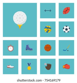 Flat Icons Kettlebells, Ice Boot, Puck And Other Vector Elements. Set Of Activity Flat Icons Symbols Also Includes Weights, Stopwatch, Ice Objects.