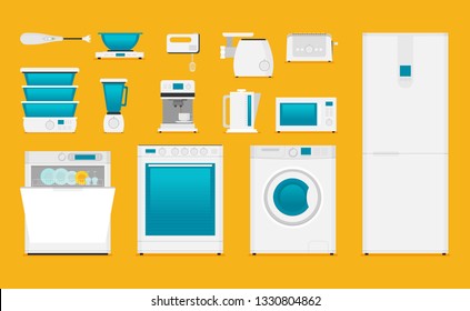 Flat icons for kitchen appliances. 