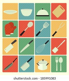 flat icons kitchen set