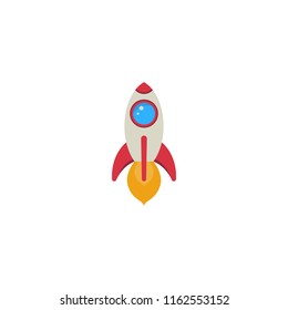 Flat icons for launch, rocket flies into space, vector illustration