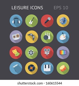 Flat Icons For Leisure. Vector Eps10 Contains Objects With Transparency.