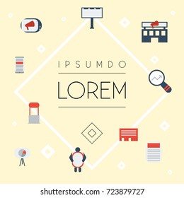 Flat Icons Letter, Market, Application And Other Vector Elements. Set Of Advertising Flat Icons Symbols Also Includes Market, Chatting, Advertising Agency Objects.