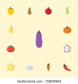 Flat Icons Lime, Pitaya, Bulgarian Bell And Other Vector Elements. Set Of Dessert Flat Icons Symbols Also Includes Garlic, Pumpkin, Onion Objects.
