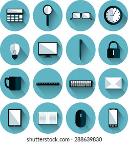 flat icons with long shadow effect