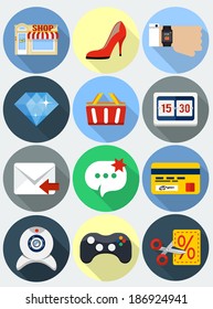 Flat Icons with long shadow set 1 