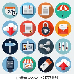 Flat Icons with long shadow, set 7 