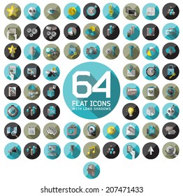 Flat Icons with long shadow. For web and mobile applications and financial service, business