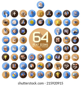 Flat Icons with long shadow. For web and mobile applications and financial service, business