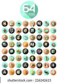 Flat Icons with long shadow. For web and mobile applications and financial service, business