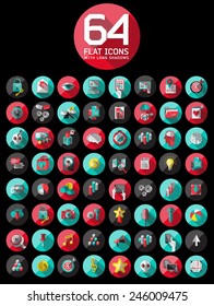 Flat Icons with long shadow. For web and mobile applications and financial service, business