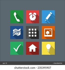 flat icons with long shadows for gadgets