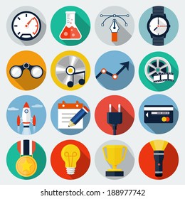 Flat Icons with long shadow,set 5