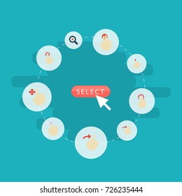 Flat Icons Magnifier, Right, Enlarge And Other Vector Elements. Set Of Gesticulation Flat Icons Symbols Also Includes In, Hold, Soft Objects.