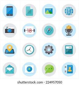 Flat Icons For Media Icons and Communication Icons Vector Illustration