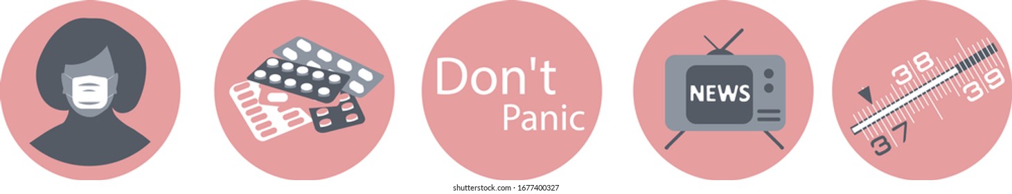 Flat icons, medical subjects, remedies against coronavirus or other infection or disease.Cover your mouth when you sneeze or cough, wash your hands,use napkins,wear a face mask and don`t panic