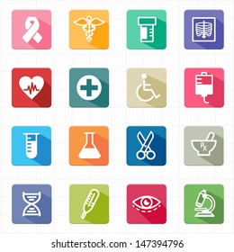 Flat Icons Medicine Healthcare And White Background