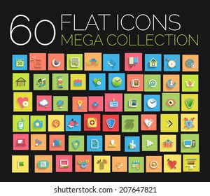 Flat icons mega collection. Universal vector design kit - 60 items