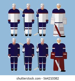 Flat icons men's ice hockey team.