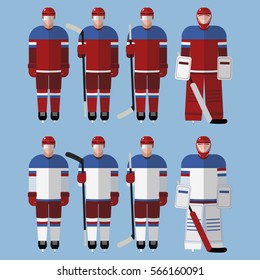 Flat icons men's ice hockey team.