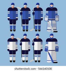 Flat icons men's ice hockey team.