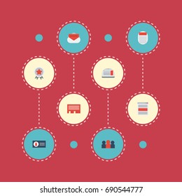 Flat Icons Message, Journal, Laptop And Other Vector Elements. Set Of Marketing Flat Icons Symbols Also Includes Ad, People, Media Objects.