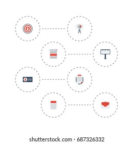 Flat Icons Message, Journal, Placard And Other Vector Elements. Set Of Advertising Flat Icons Symbols Also Includes Billboard, Newspaper, Id Objects.