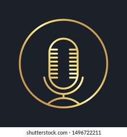 flat icons for Microphone,Gold color,vector illustrations