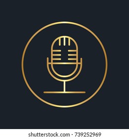 Flat Icons For Microphone,Gold Color,vector Illustrations