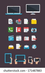 flat icons and mock ups, vector set
