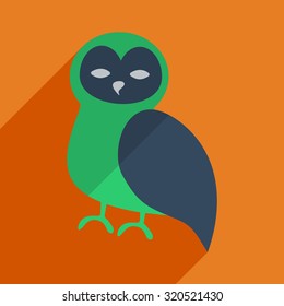 Flat icons modern design with shadow of owl. Vector illustration