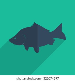 Flat icons modern design with shadow of carp. Vector illustration