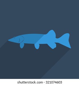 Flat icons modern design with shadow of pike. Vector illustration