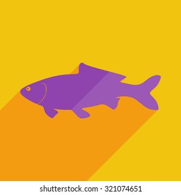Flat icons modern design with shadow of carp. Vector illustration