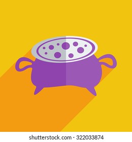 Flat icons modern design with shadow of cauldron. Vector illustration