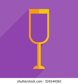 Flat icons modern design with shadow of glass and champagne. Vector illustration
