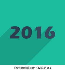 Flat icons modern design with shadow of New Year. Vector illustration