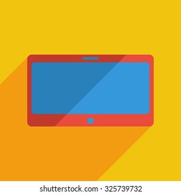 Flat icons modern design with shadow of tablet. Vector illustration