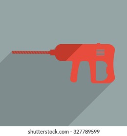 Flat icons modern design with shadow of drill. Vector illustration