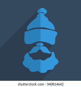 Flat icons modern design with shadow mask of Santa Claus. Vector illustration