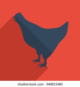 Flat icons modern design with shadow of hen. Vector illustration