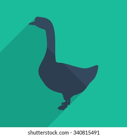 Flat icons modern design with shadow of goose. Vector illustration
