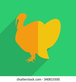 Flat icons modern design with shadow of turkey. Vector illustration