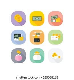 Flat icons money set