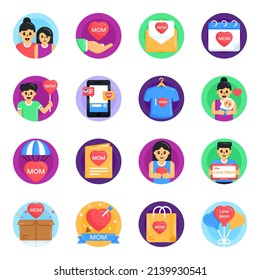 Flat Icons of Mother's Day
