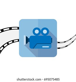 flat icons for movie camera and long shadow,vector illustrations
