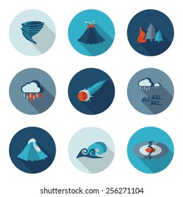 flat icons natural disasters