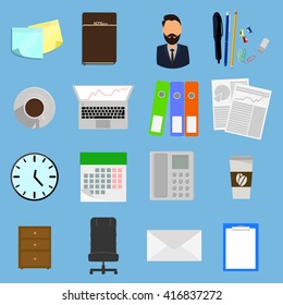 flat icons office vector collection