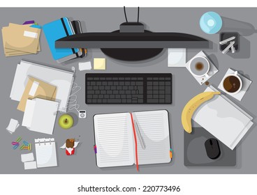 Flat Icons, Office Workplace Set - Vector Illustration, Graphic Design Editable For Your Design